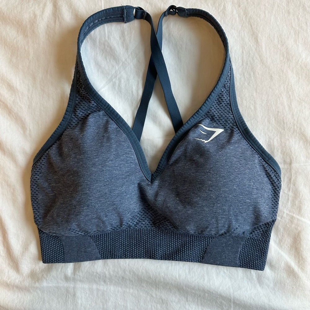 Gym shark sports bra, blue slate gray marl